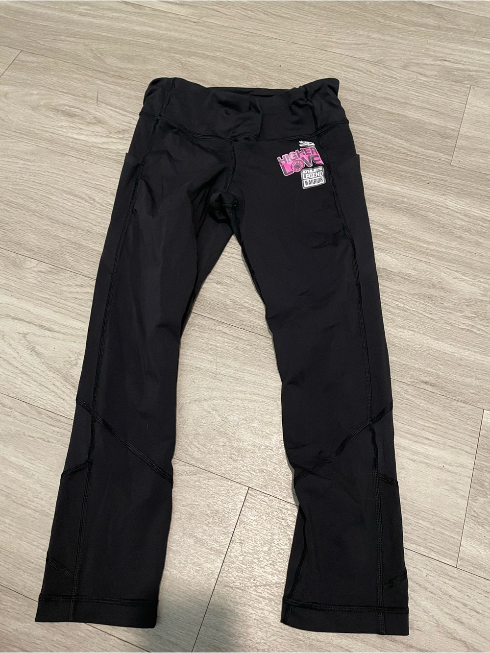 lululemon athletica Black Leggings with Pink Patch Detail